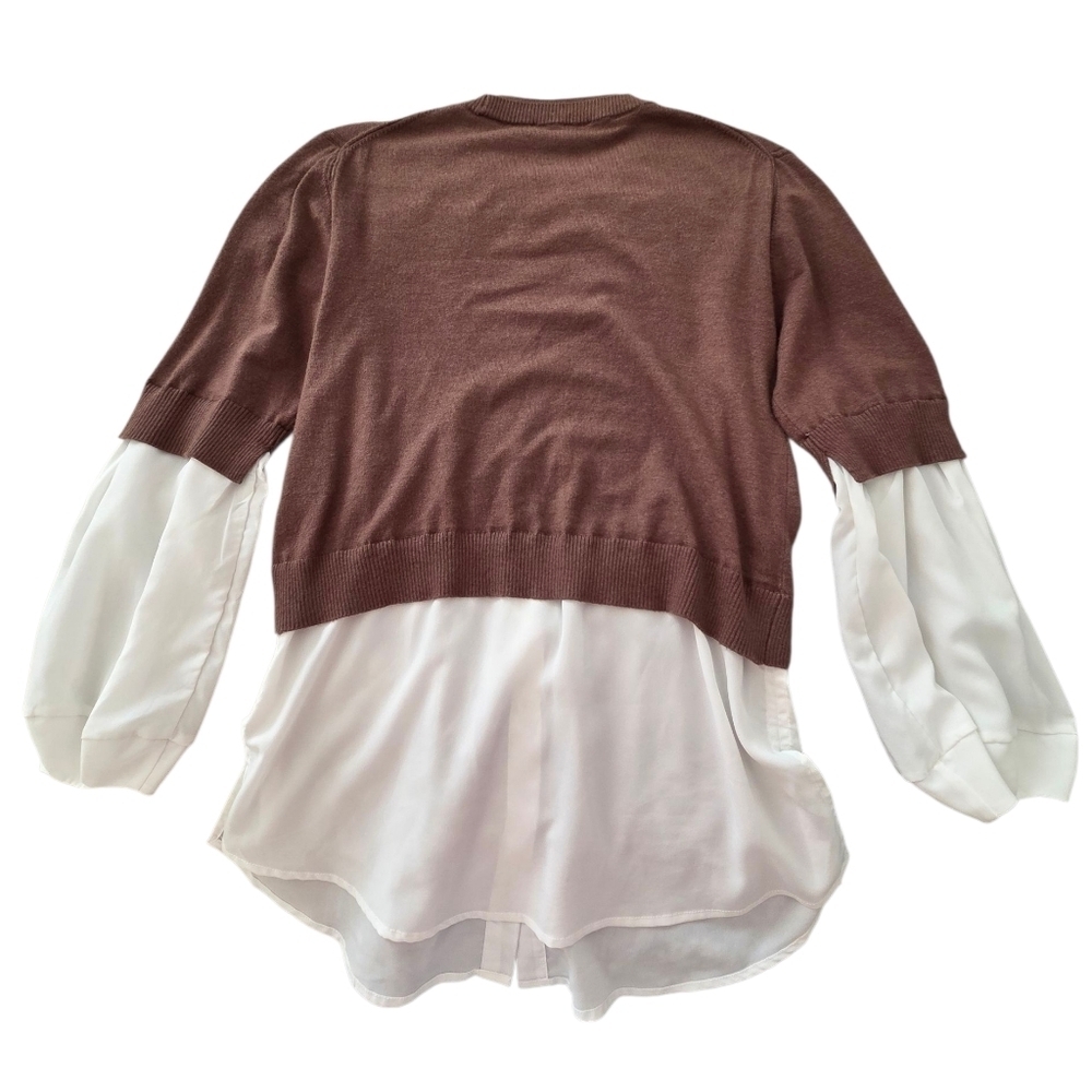TRUTH Brown Sweater with White Layered Sleeves - Picture 7 of 8
